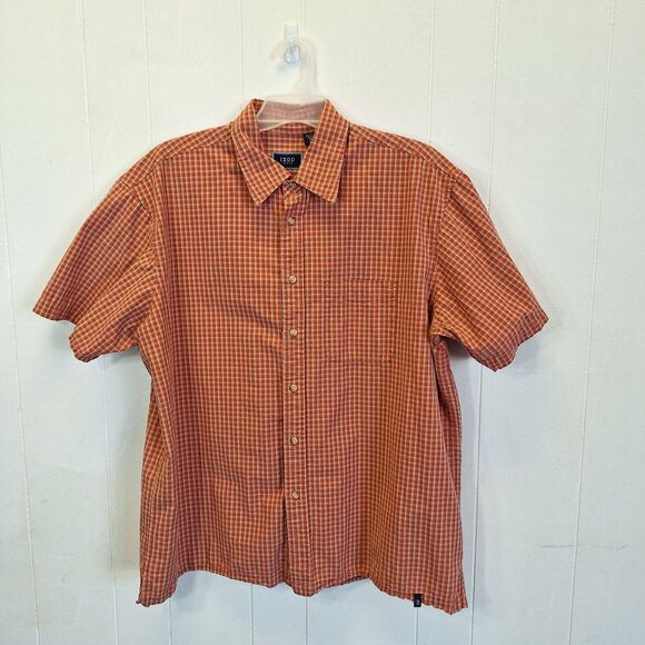 IZOD Shirt Mens  2XL Short Sleeve Button Down Rust Plaid‎ - Picture 1 of 10